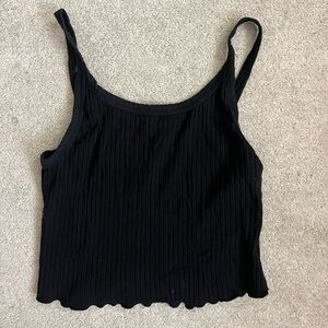 Chic Black Ribbed Tank Top